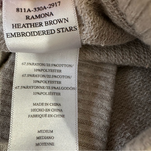 Rails Ramona Sweatshirt in Heather Brown with Embroidered Stars Cozy Lounge Sz M - Picture 10 of 13
